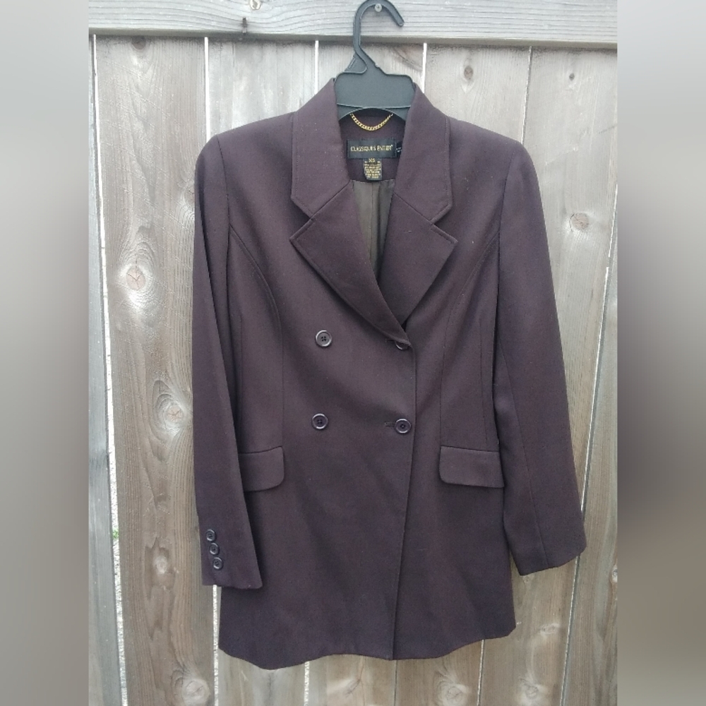 Classiques Entier Double Breasted Jacket Coat Blazer Wool Brown Career - Picture 2 of 6